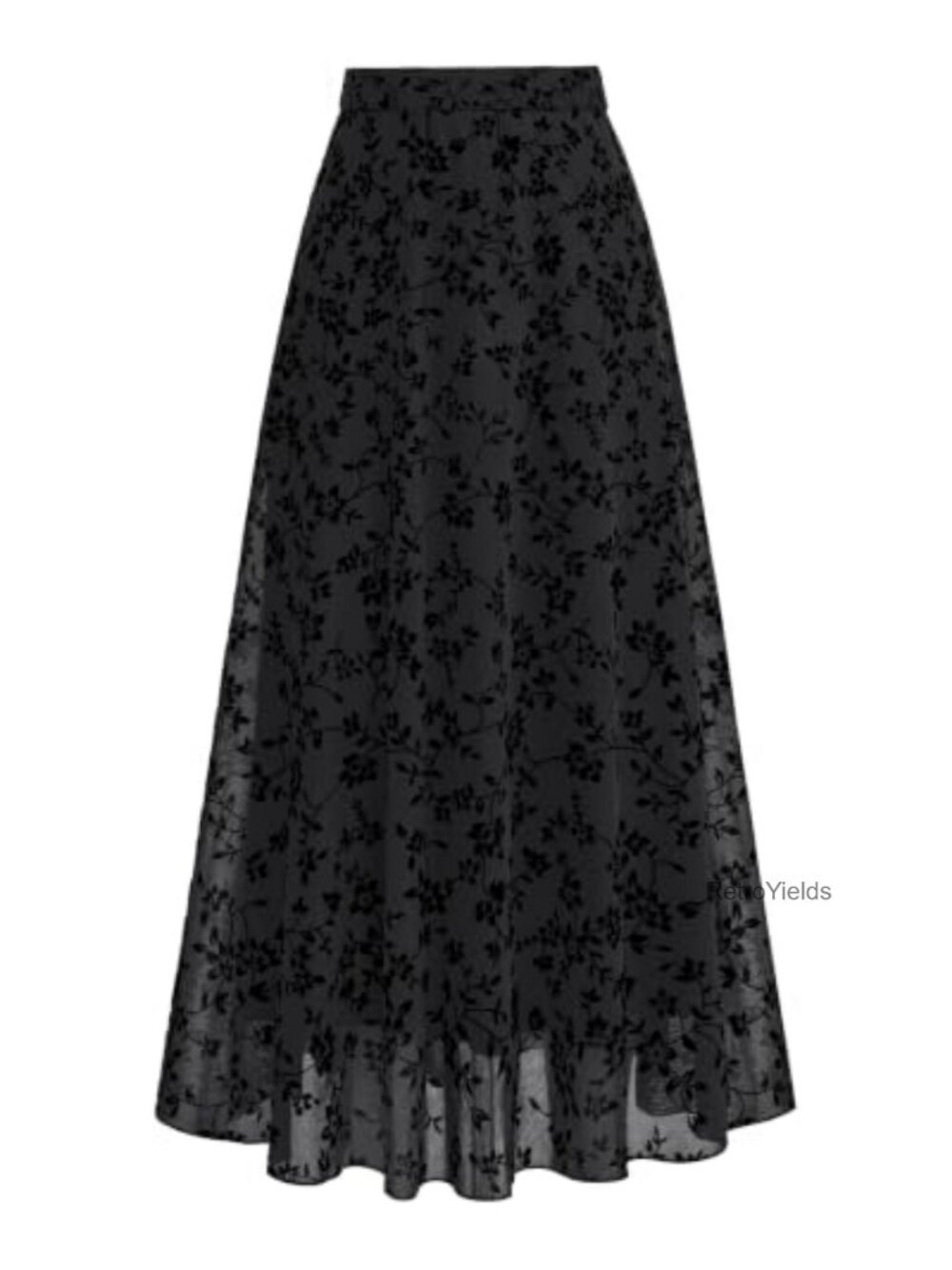 Floral Mesh Maxi Skirt High Waist A-Line Long Tulle Skirt